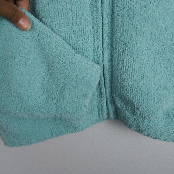 COLUMBIA SPORTSWEAR aqua chunky knit fluffy soft hoodie zip sweater sz.L - Picture 4 of 9